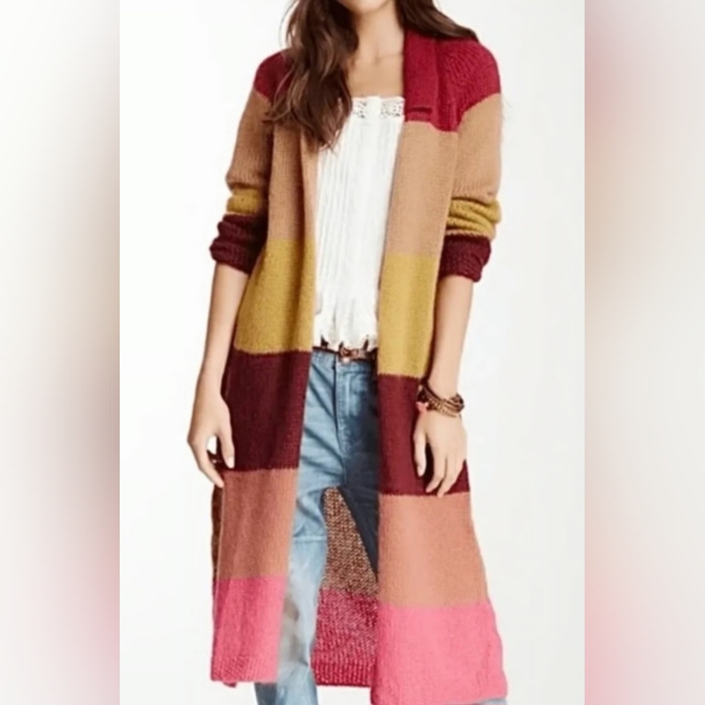 Free People Over The Rainbow Striped Knit Cardigan